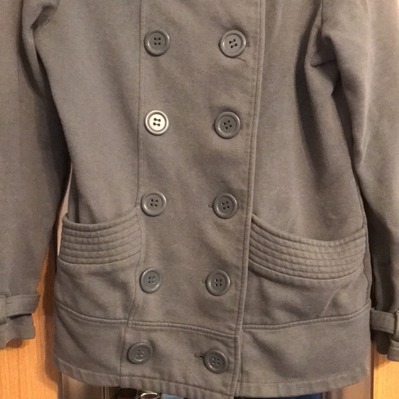 Cute grey double button hooded coat - Glimmer M - Picture 3 of 7